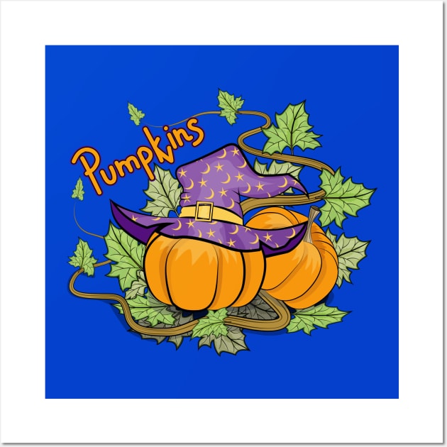 Pumpkins Art - Witch Hat Wall Art by Designoholic